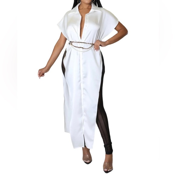 Open Invitation Sleeveless Button-down White Asymmetrical Maxi Shirt Blo… - Picture 3 of 15